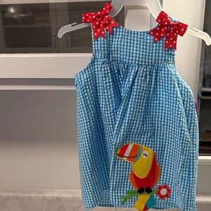 Emily Rose Blue Gingham Dress with Red Accents